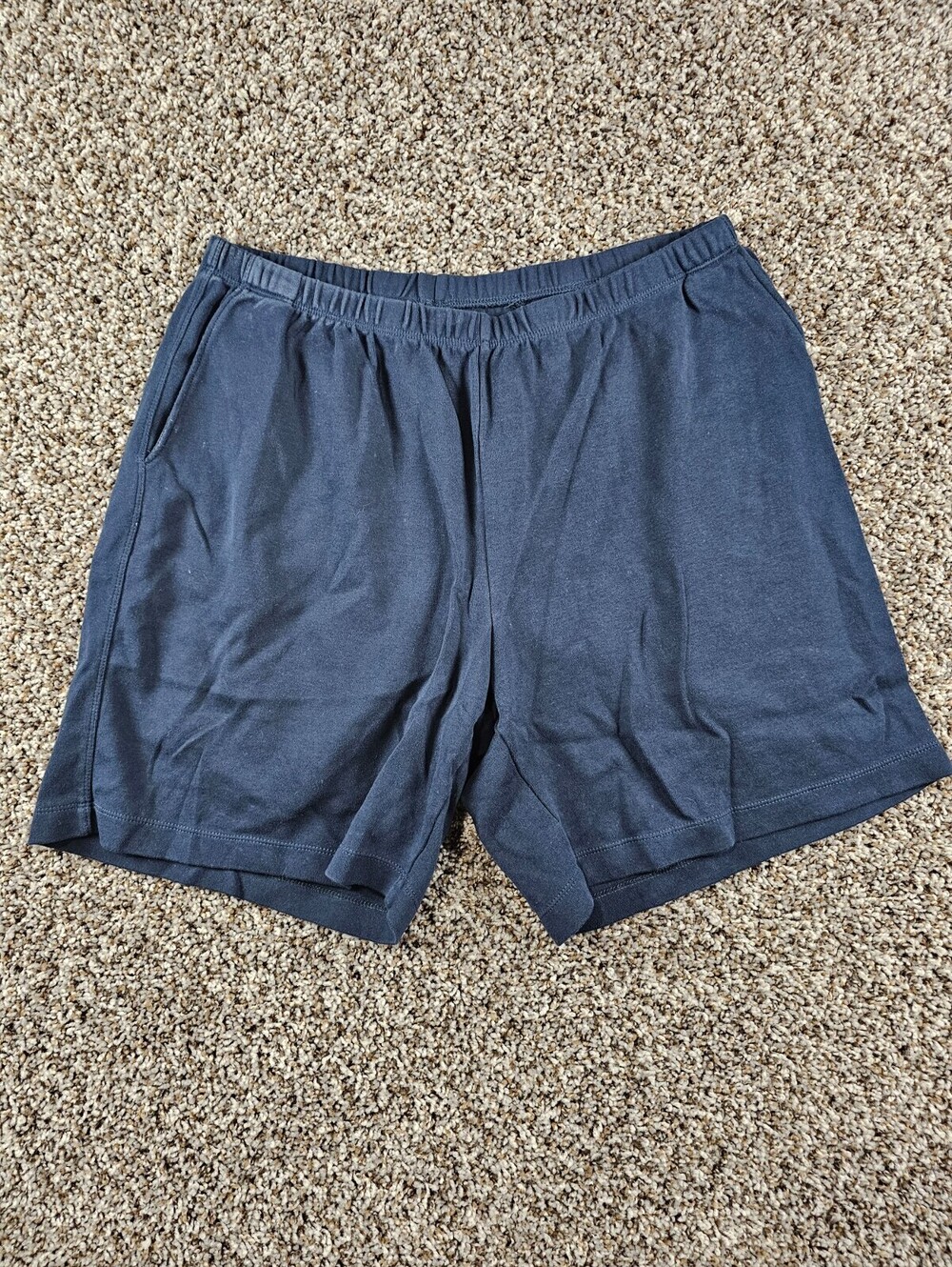Lands End Womens Sz PL Petite Fit 3 Pull On Sweatshorts Shorts Navy Blue